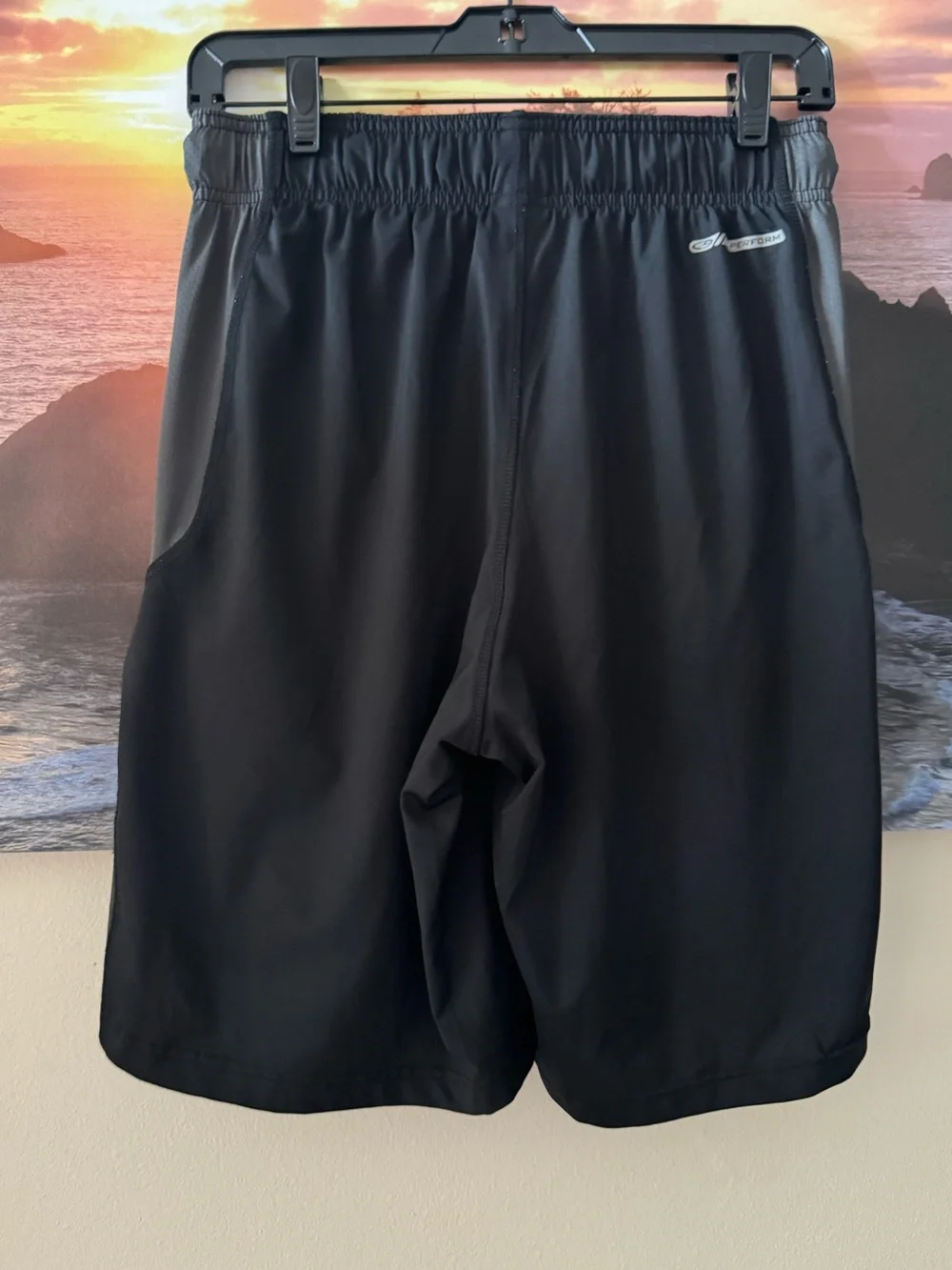 Champion Men's Black Athletic Shorts with Neon Green Waistband/ S